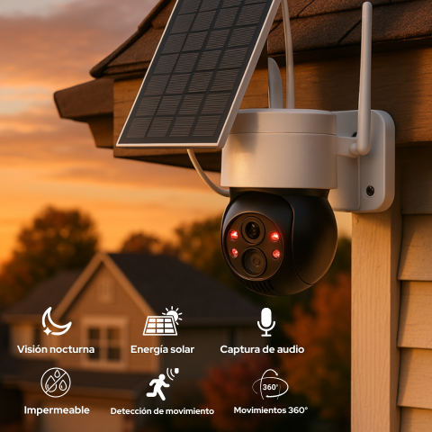 Cámara de Seguridad [Carga con Panel Solar]